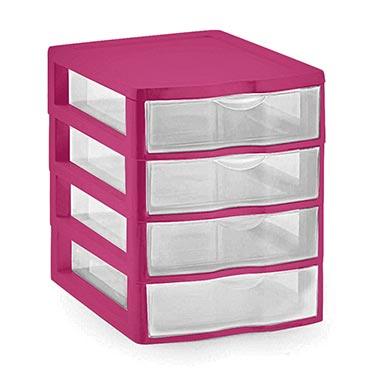 Gaveteiro Com 4 Gavetas Rosa