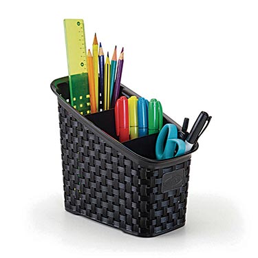 Organizador Multiuso Rattan Com 3 Divisorias Preto