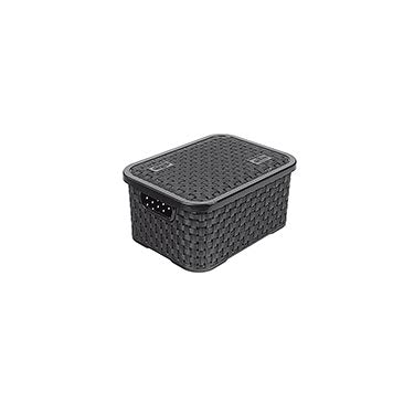 Caixa Organizadora Rattan Com Tampa Preta 2L
