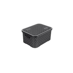 Caixa Organizadora Rattan Com Tampa Preta 2L