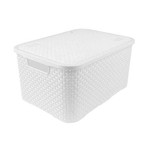 Caixa Organizadora Rattan Com Tampa Branca 16L