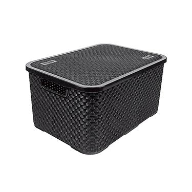 Caixa Organizadora Rattan Com Tampa Preta 16L