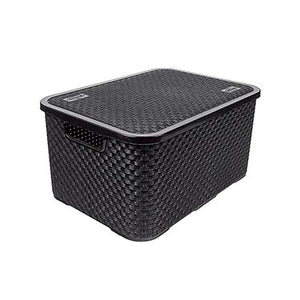 Caixa Organizadora Rattan Com Tampa Preta 16L