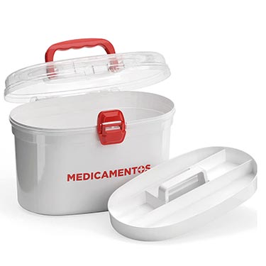 Frasqueira Medicamentos Oval Com Bandeja Branca 4,4L