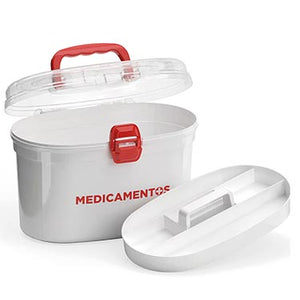 Frasqueira Medicamentos Oval Com Bandeja Branca 4,4L
