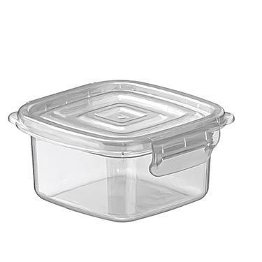 Pote Quadrado Com Travas Transparente 360Ml